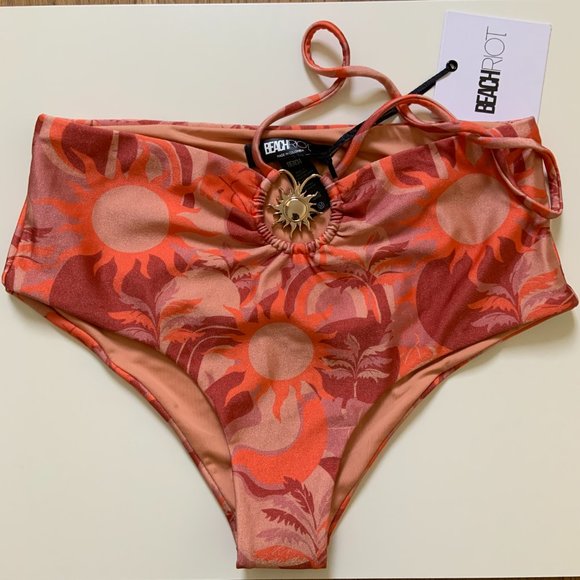 Revolve Beach Riot Milly Bikini Bottom Desert Oasis High Waist Rose Size M - Picture 5 of 10